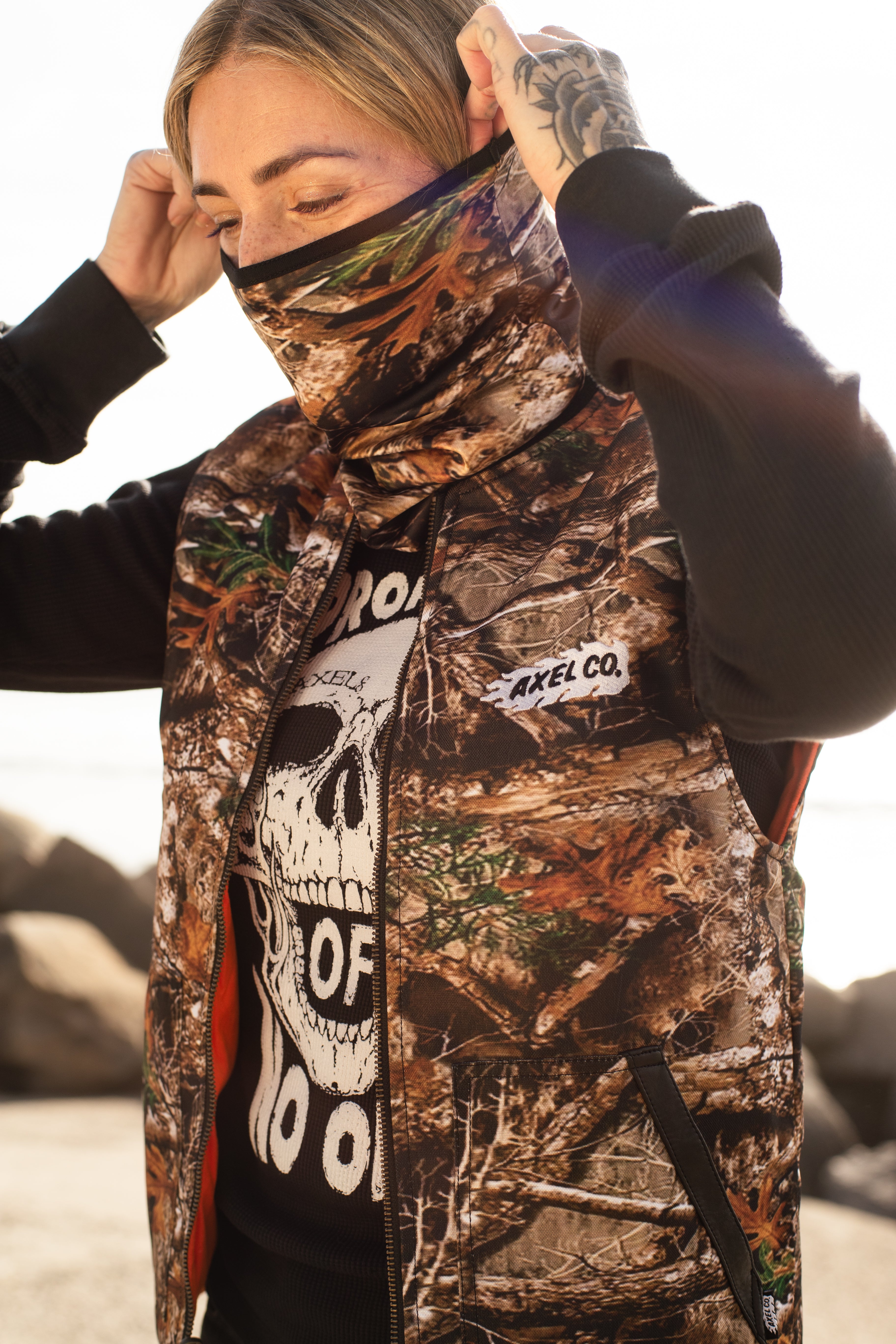 Camo/Orange Reversible Motorcycle Vest