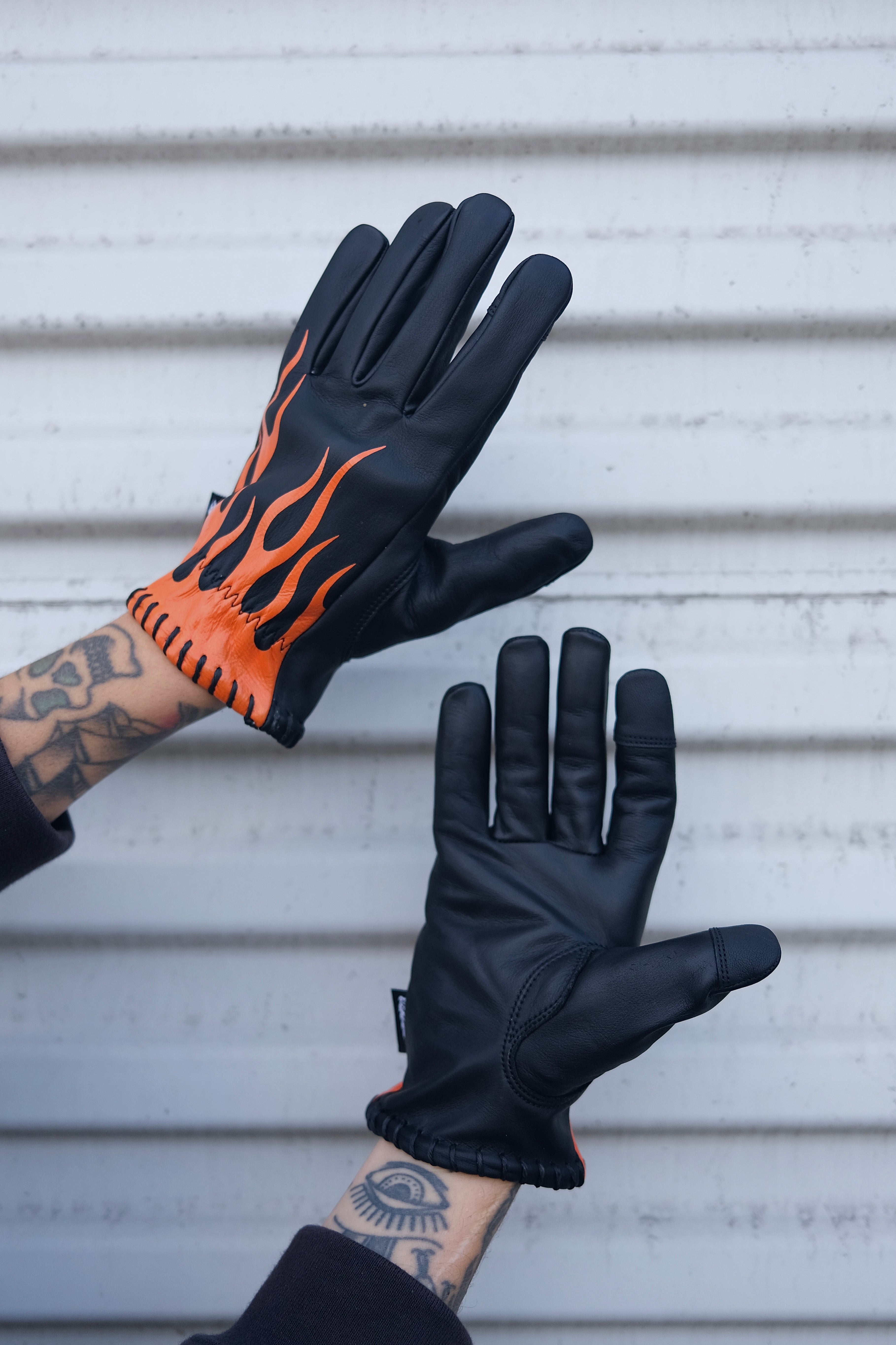 Axel Co Flamed Cowhide Motorcycle Gloves