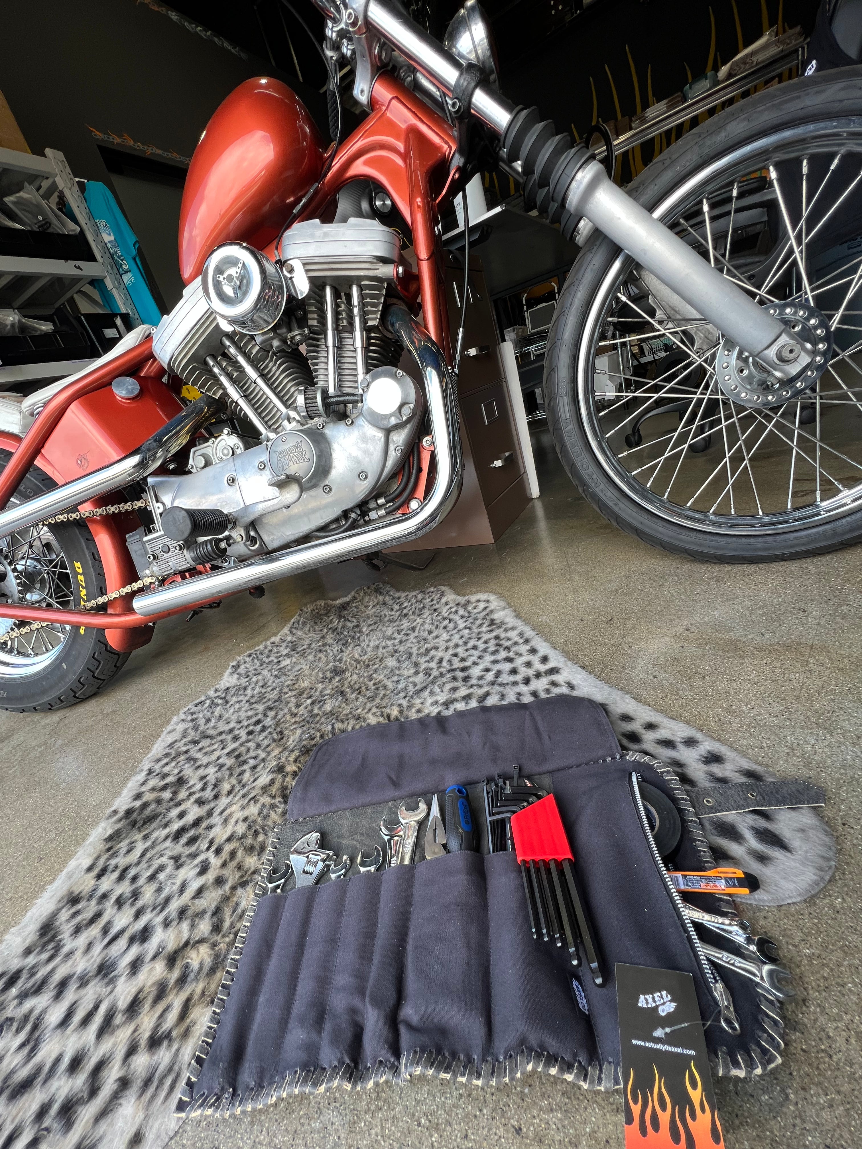 Black Tool Roll with Tools