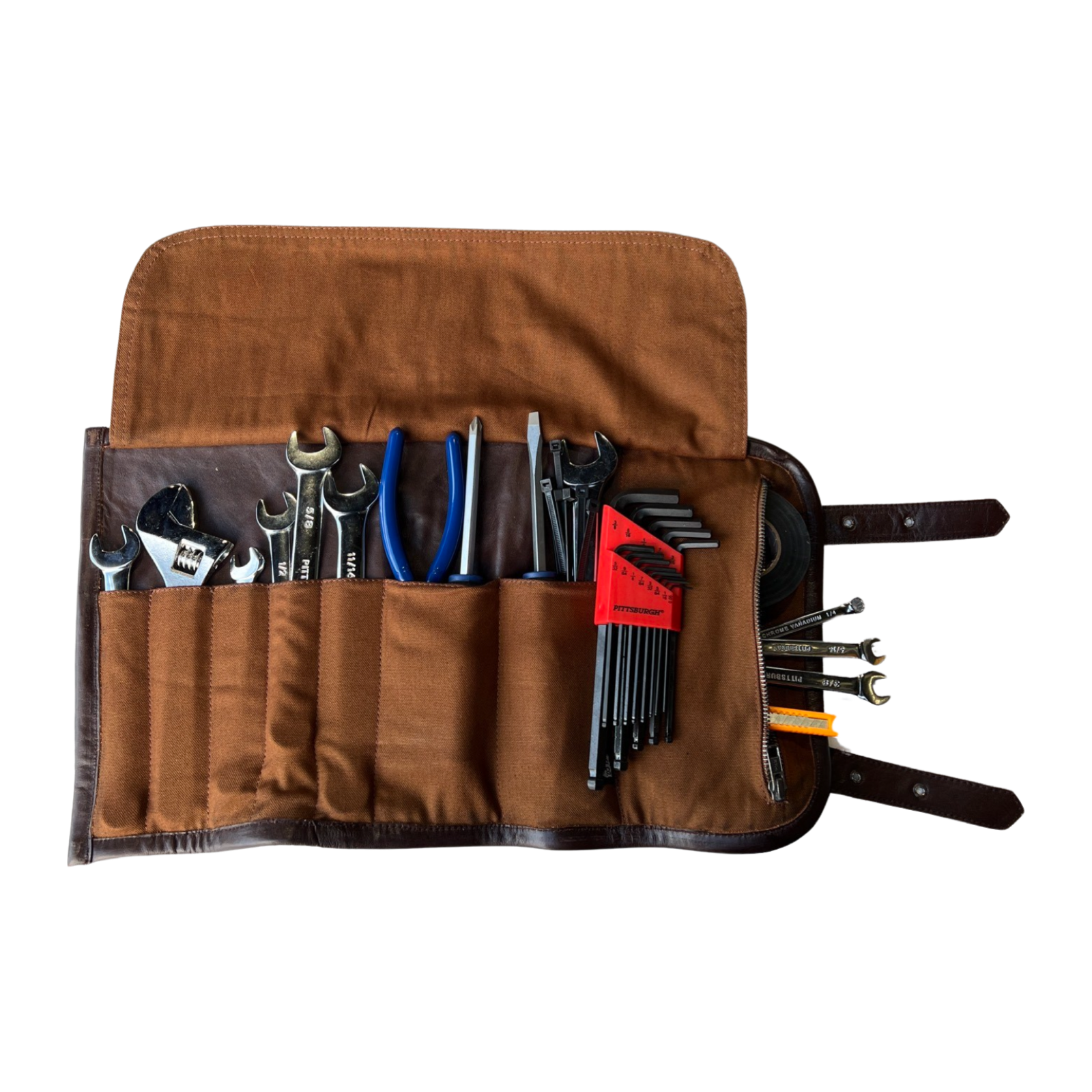 Brown Tool Roll with Tools