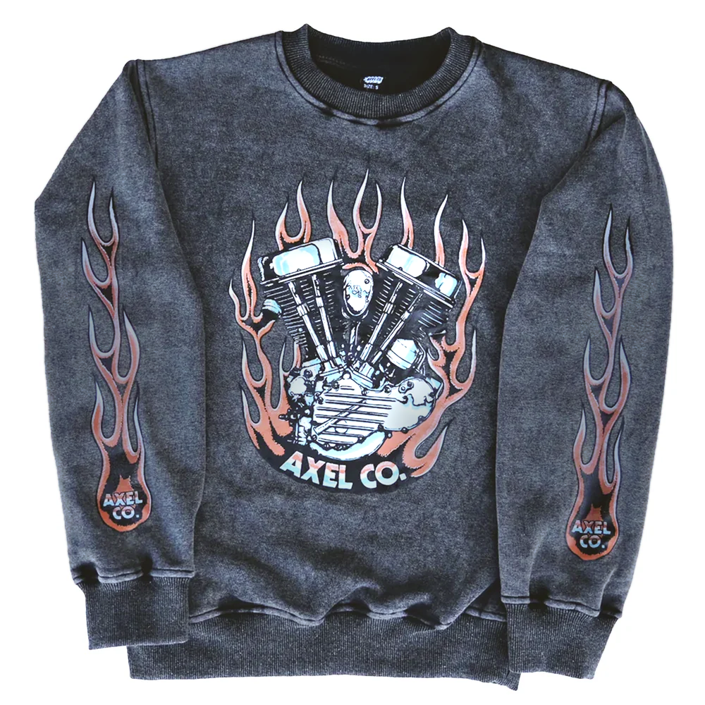 Panhead Motorcycle Acid Wash Crewneck