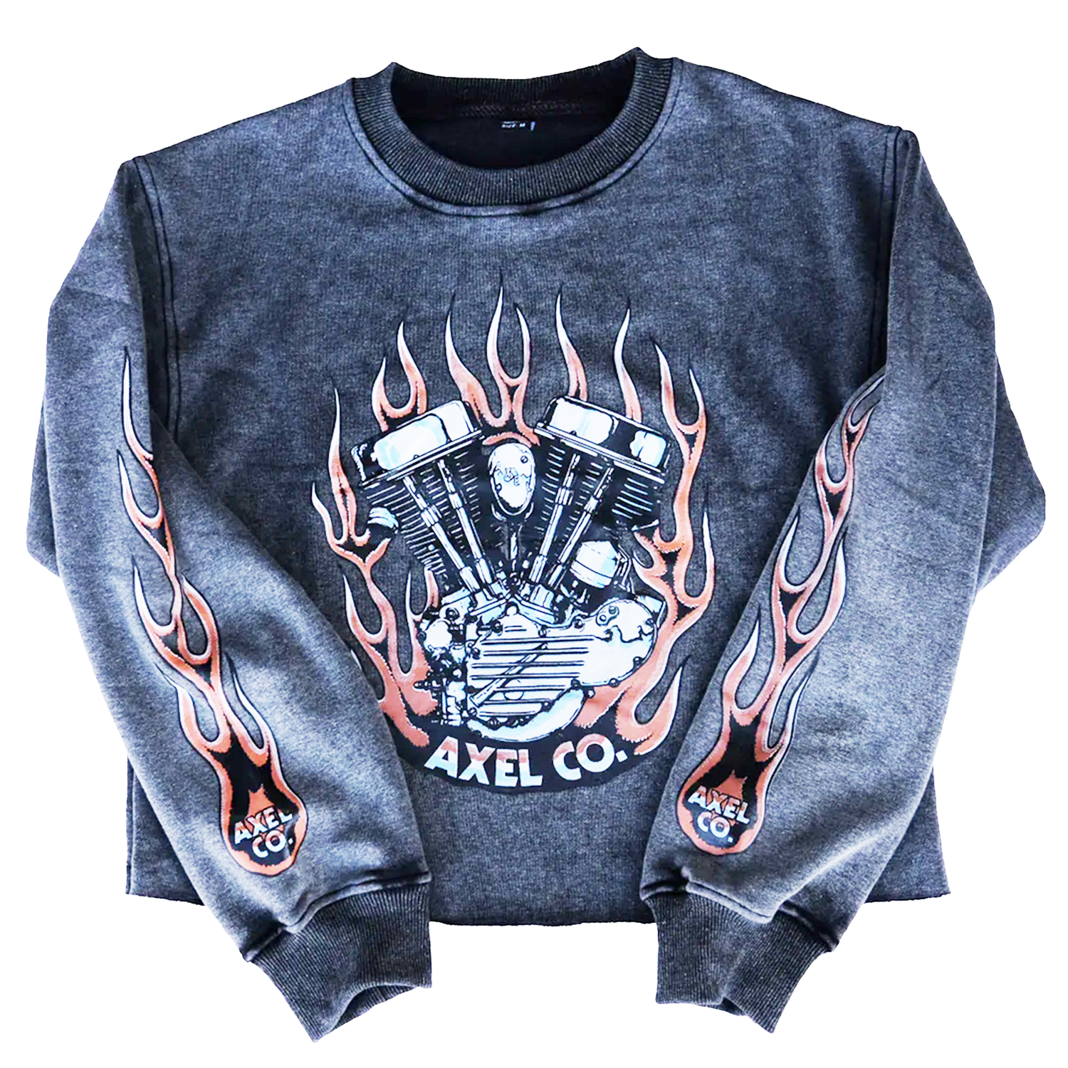 Panhead Motorcycle Acid Wash Crewneck