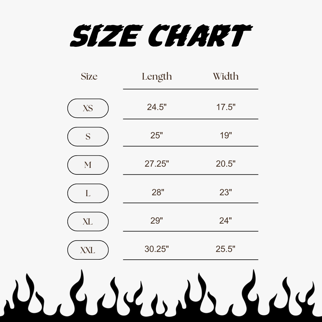 "THE DUDE FELL OFF" HOODIE"THE DUDE FELL OFF" HOODIE Size Chart