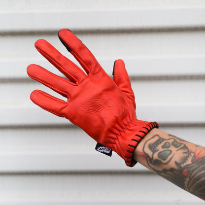 Axel Co Oiled Blood Red Motorcycle Gloves