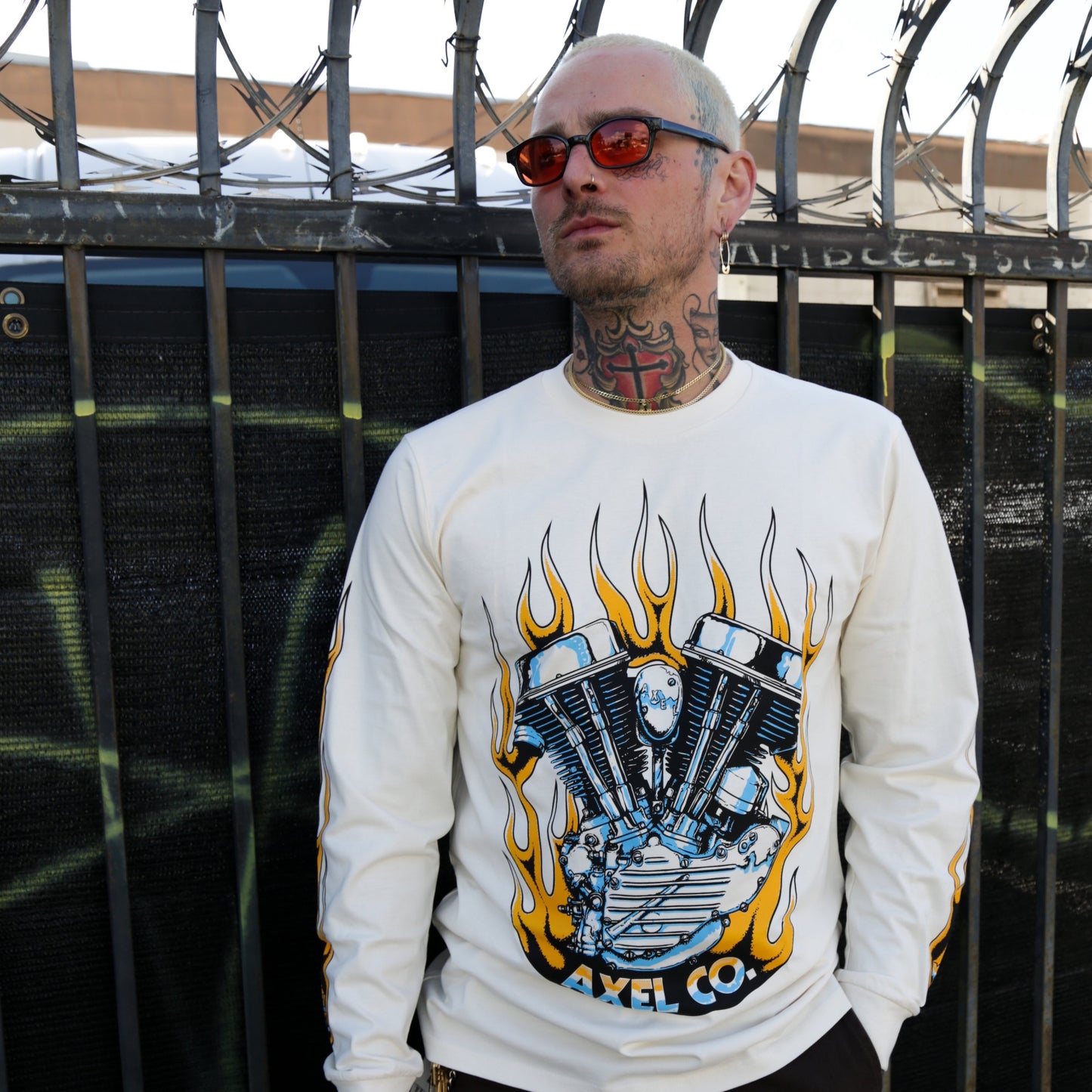 Axel Co Panhead Motorcycle Long Sleeve T-Shirt