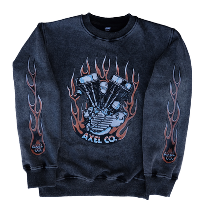 PANHEAD MOTORCYCLE ACID WASH CREWNECK