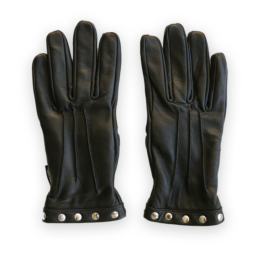 STUDDED LEATHER GAUNTLET GLOVES