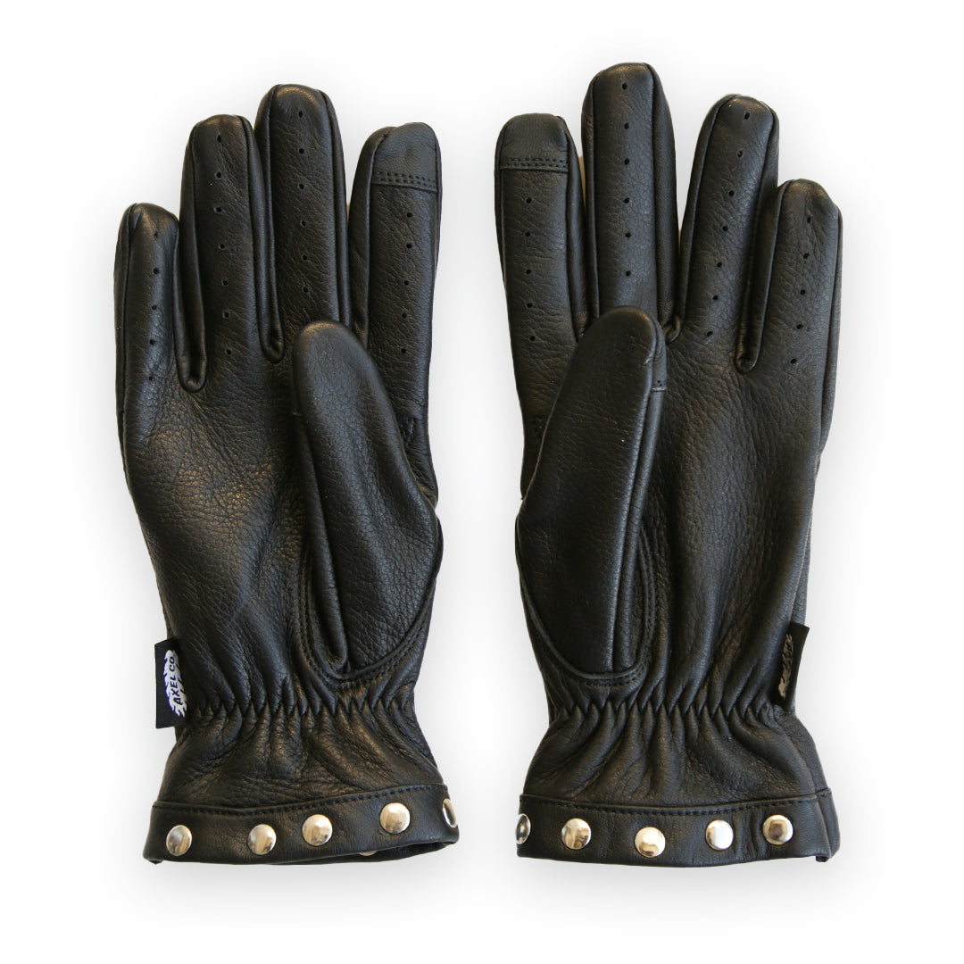 STUDDED LEATHER GAUNTLET GLOVES