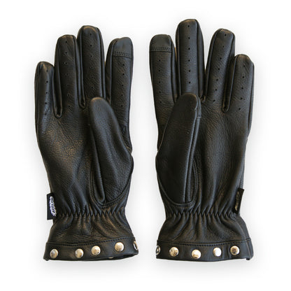 STUDDED LEATHER GAUNTLET GLOVES