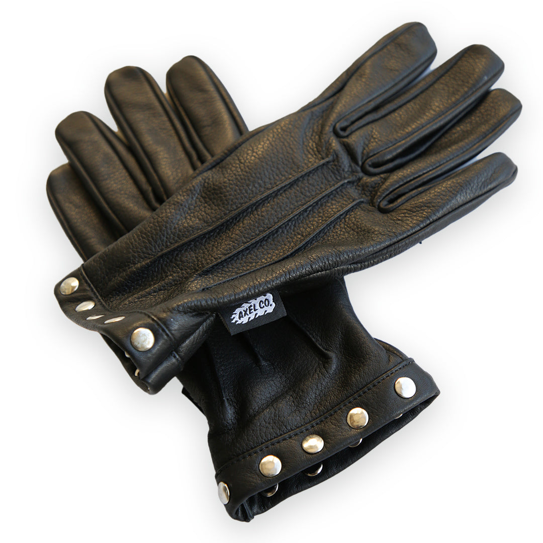 STUDDED LEATHER GAUNTLET GLOVES