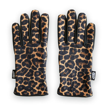 FUZZY LEOPARD DEERSKIN GLOVES