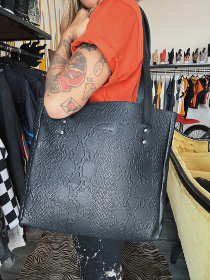 Alligator Print Leather Tote bag with a Zebra liner