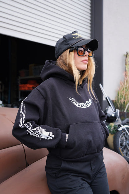 Axel Co. "Head On" Cropped Motorcycle Hoodie