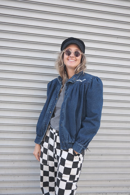 ONE OF A KIND PLEATED DENIM JACKET