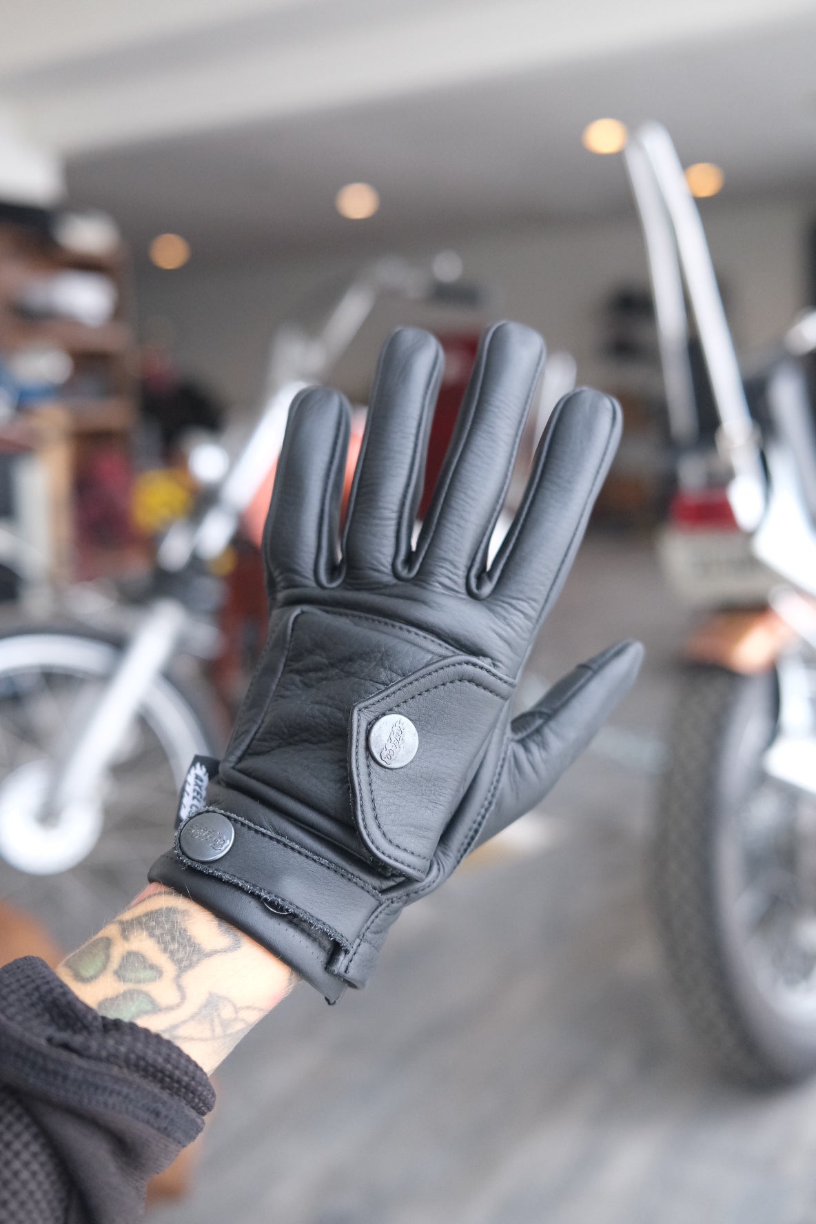 Pocket Leather Motorcycle Gloves