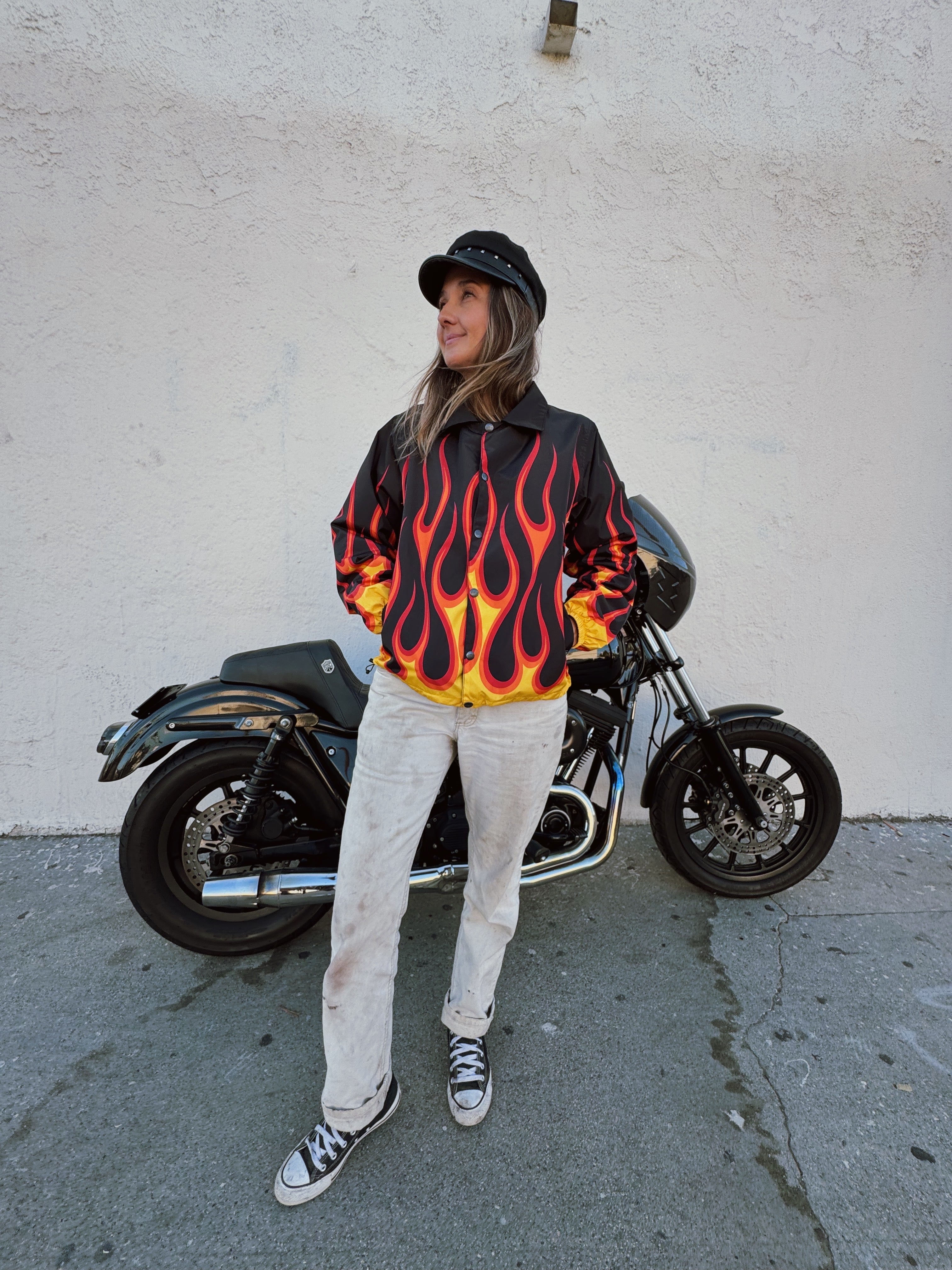RIZE WINDBREAKER_Black Mサイズ AXEL CO. FLAME Windbreaker Jacket for Riders – AXEL CO.