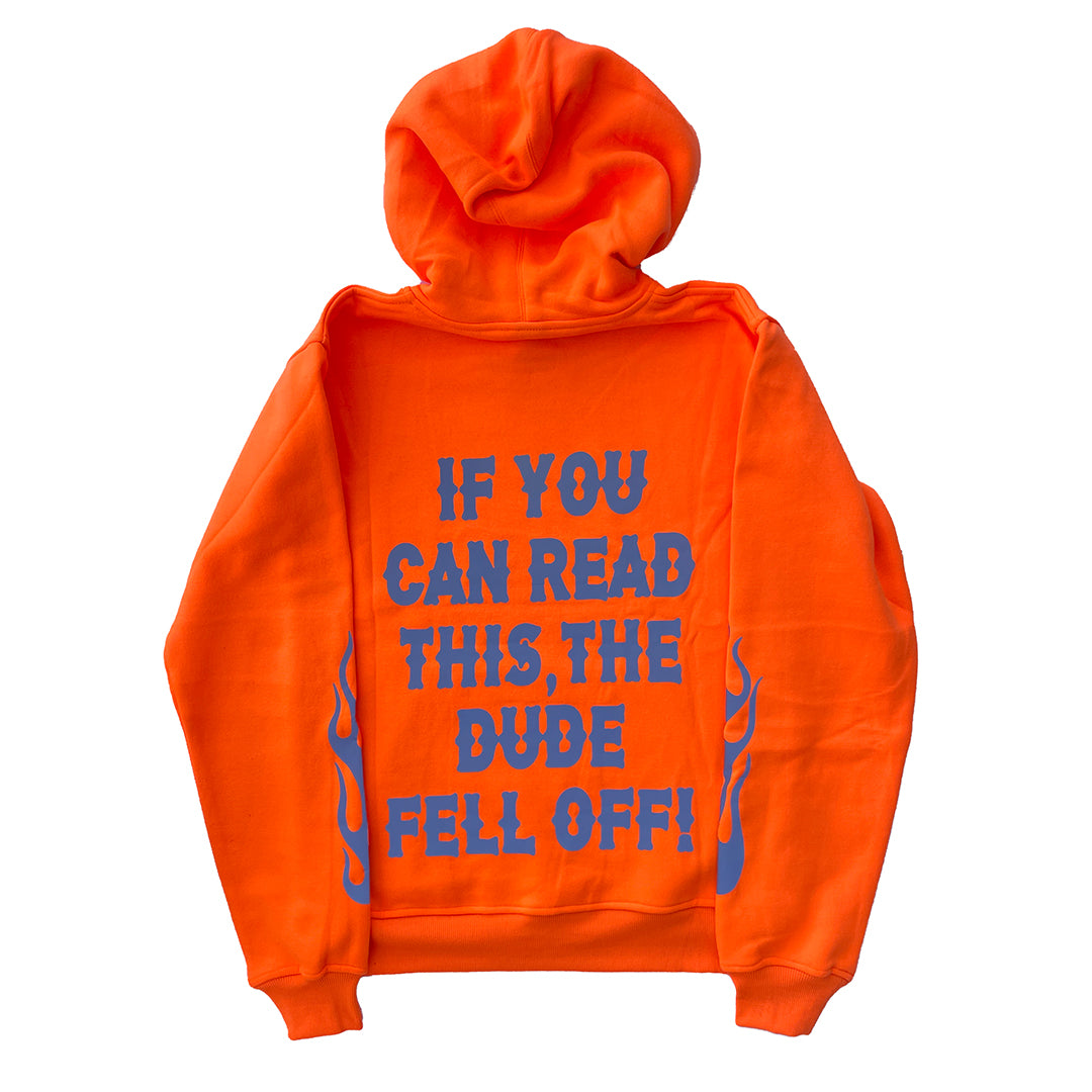 Axel Co Safety Orange "The Dude Fell Off" Motorcycle Hoodie