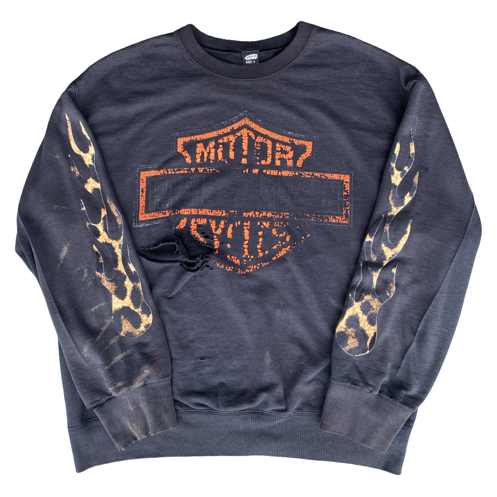 ONE OF A KIND DISTRESSED HARLEY CREWNECK