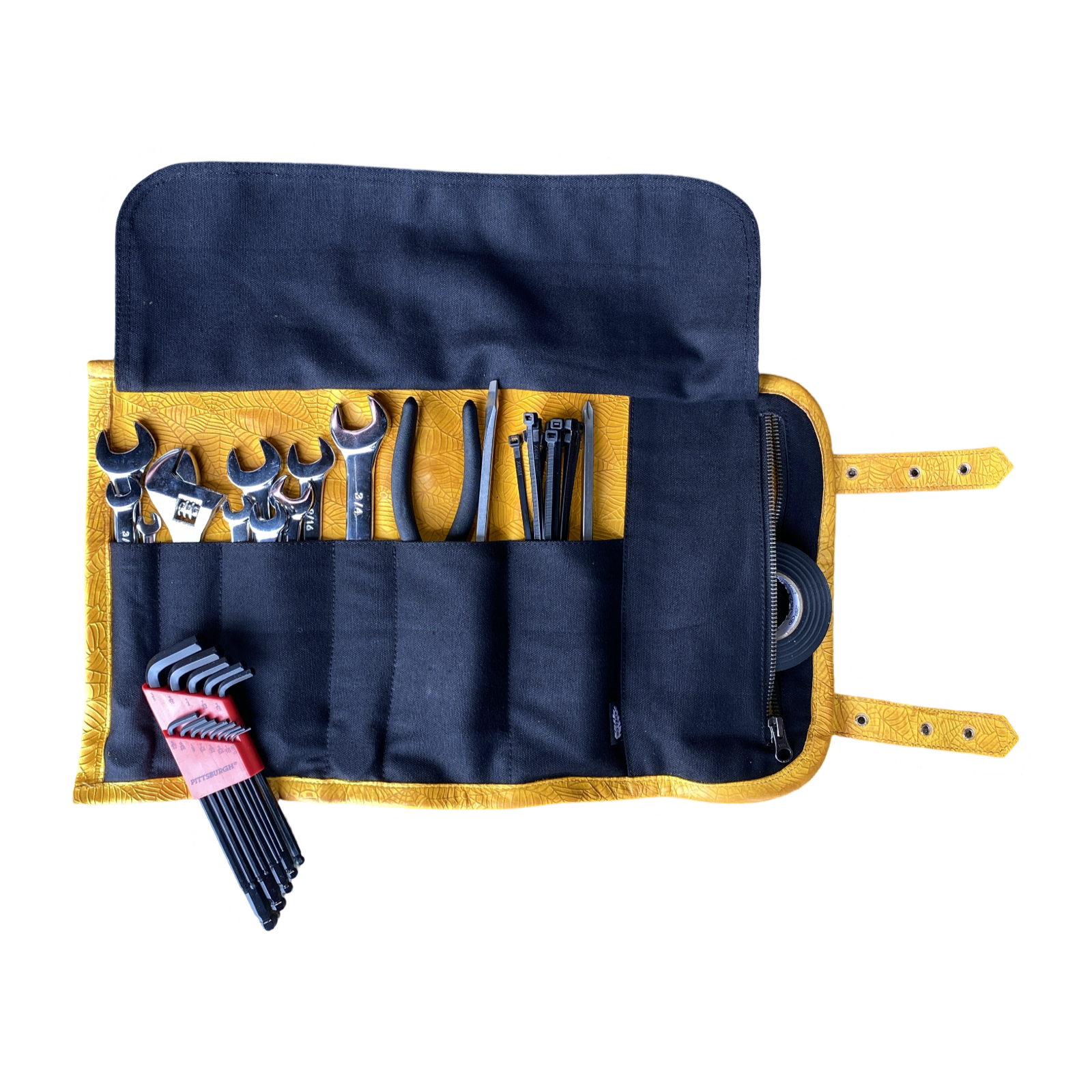 Yellow Spider Web Tool Roll WITH TOOLS