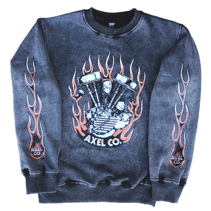 Panhead Motorcycle Acid Wash Crewneck