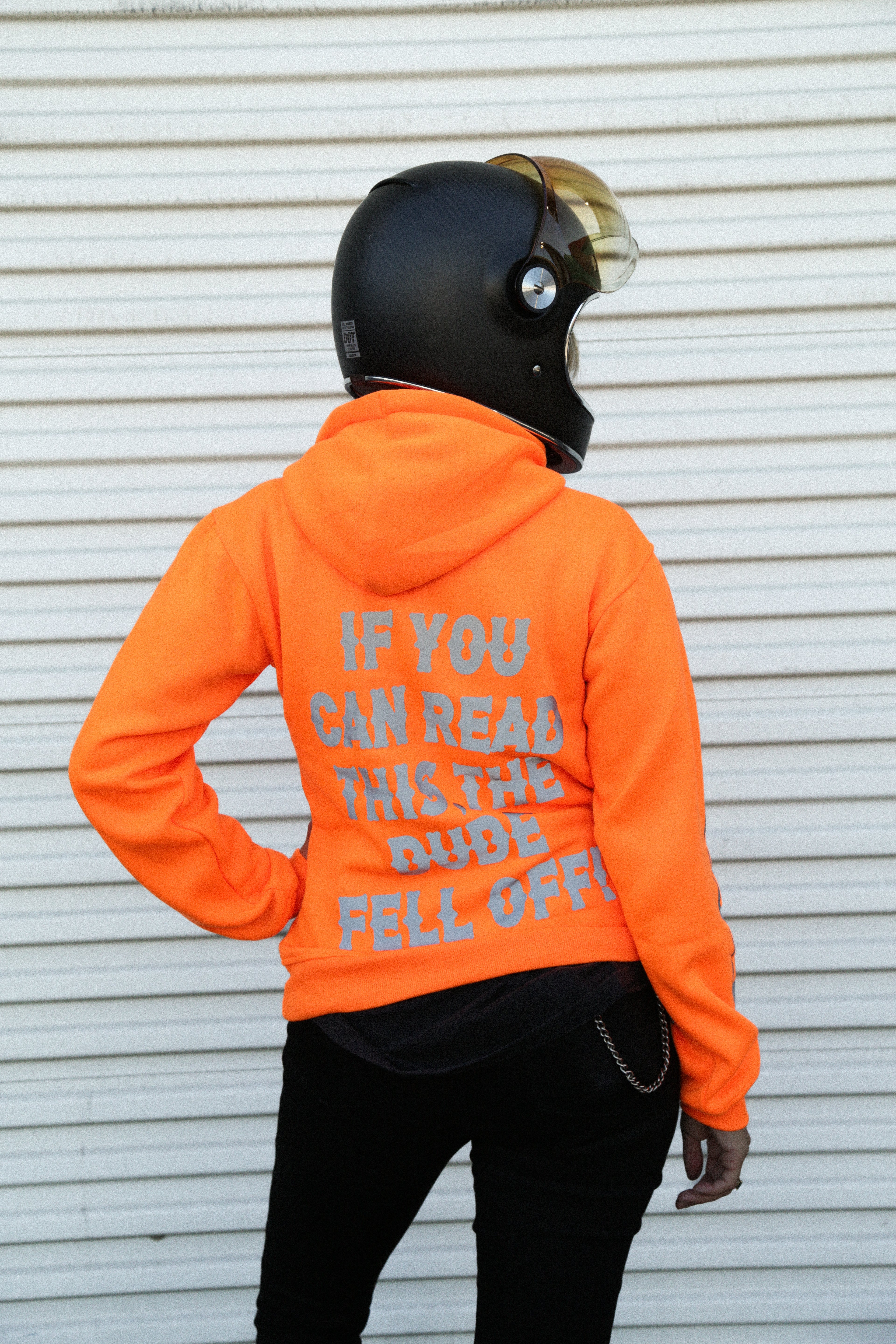 ORANGE "THE DUDE FELL OFF" MOTORCYCLE HOODIE