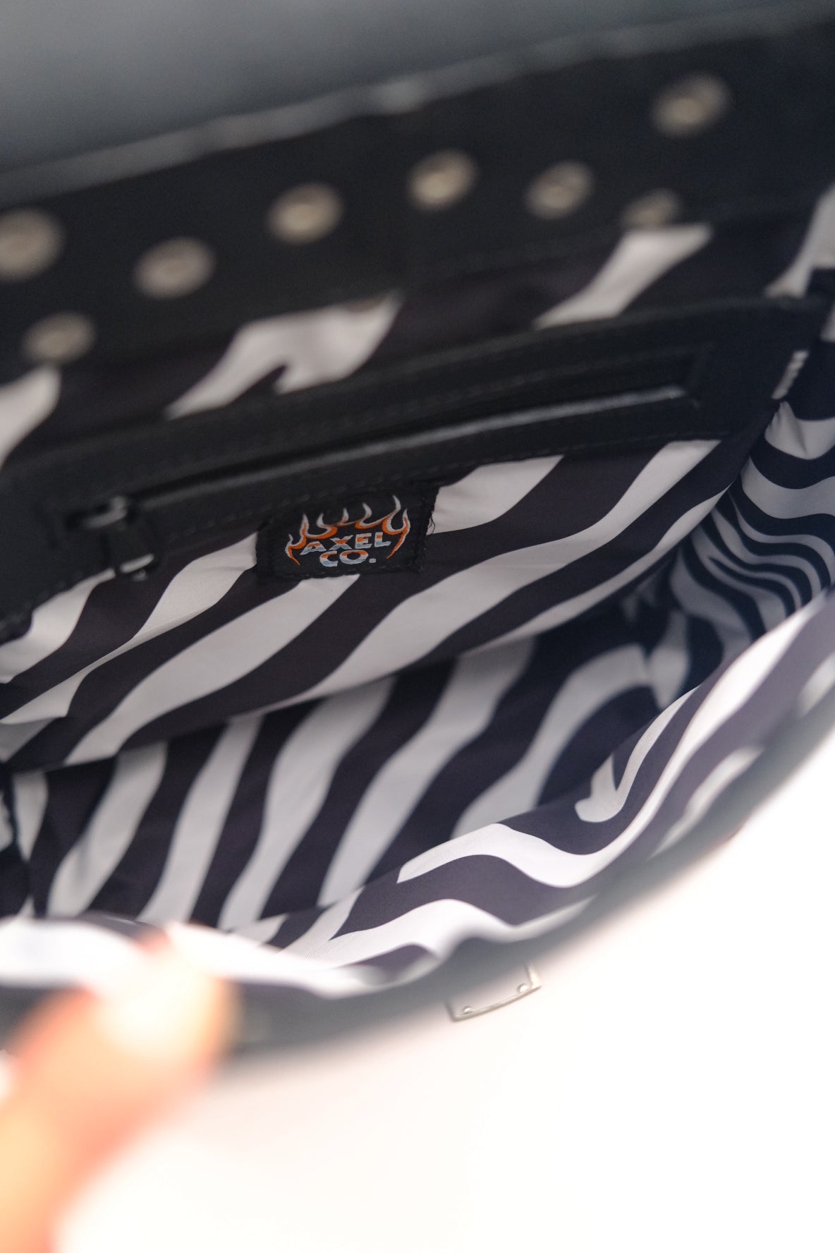 AXEL CO LEATHER FLAME BACKPACK WITH RIVETS