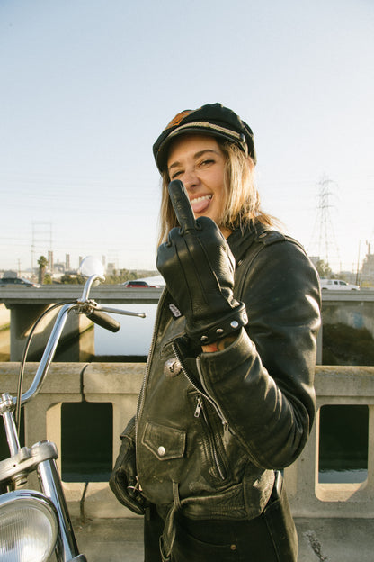 Studded Leather Gauntlet Gloves