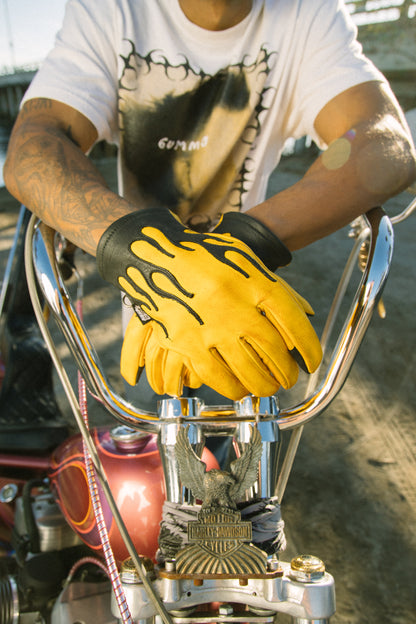 Black Flame Yellow Gloves