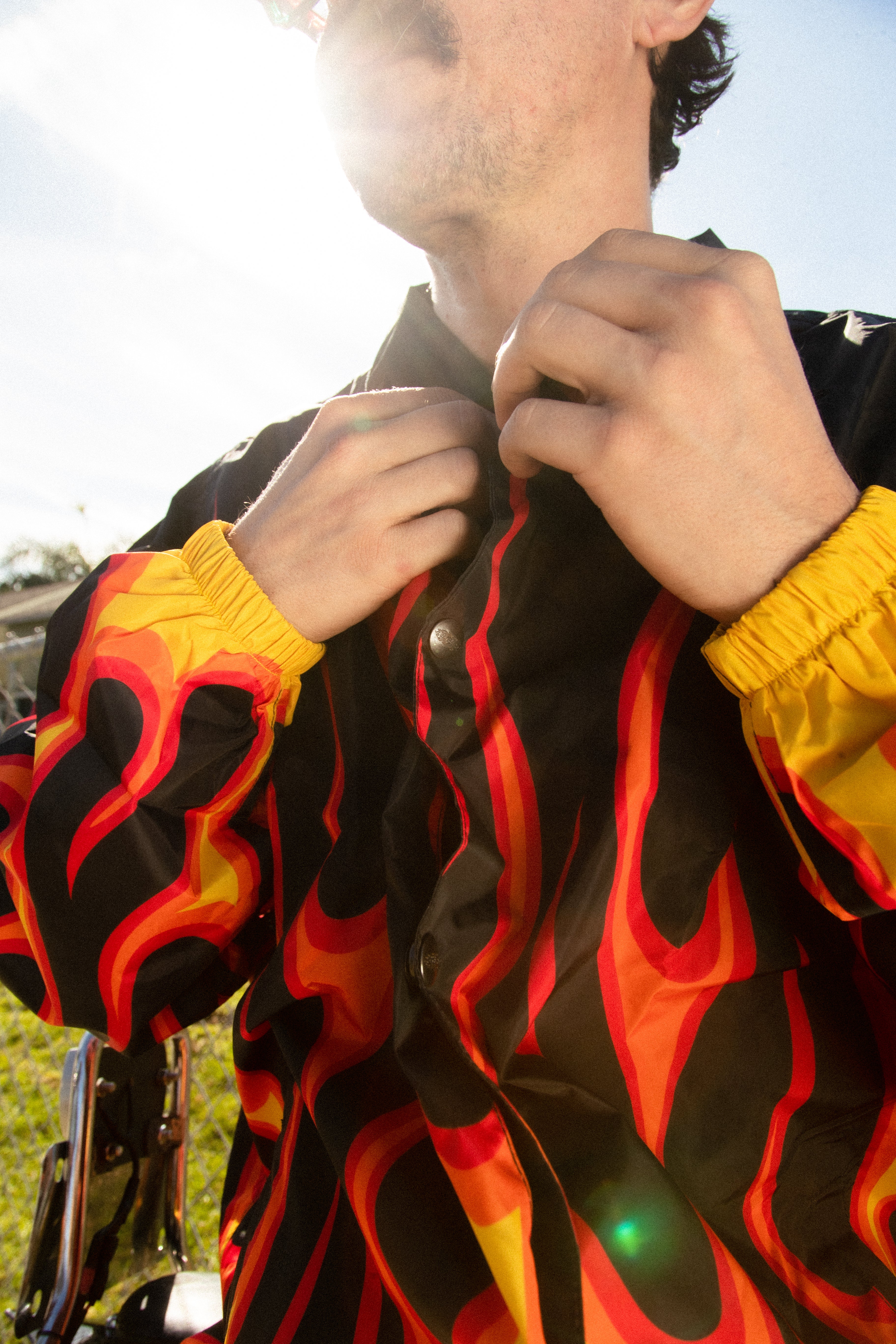 RIZE WINDBREAKER_Black Mサイズ AXEL CO. FLAME Windbreaker Jacket for Riders – AXEL CO.