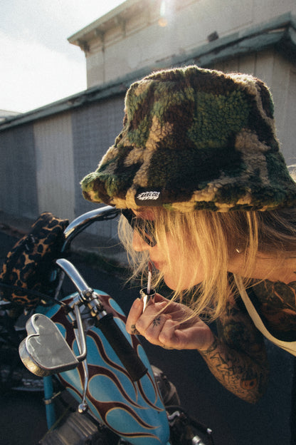 Fuzzy Camo Bucket Hat
