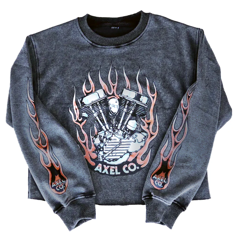 Panhead Motorcycle Acid Wash Crewneck