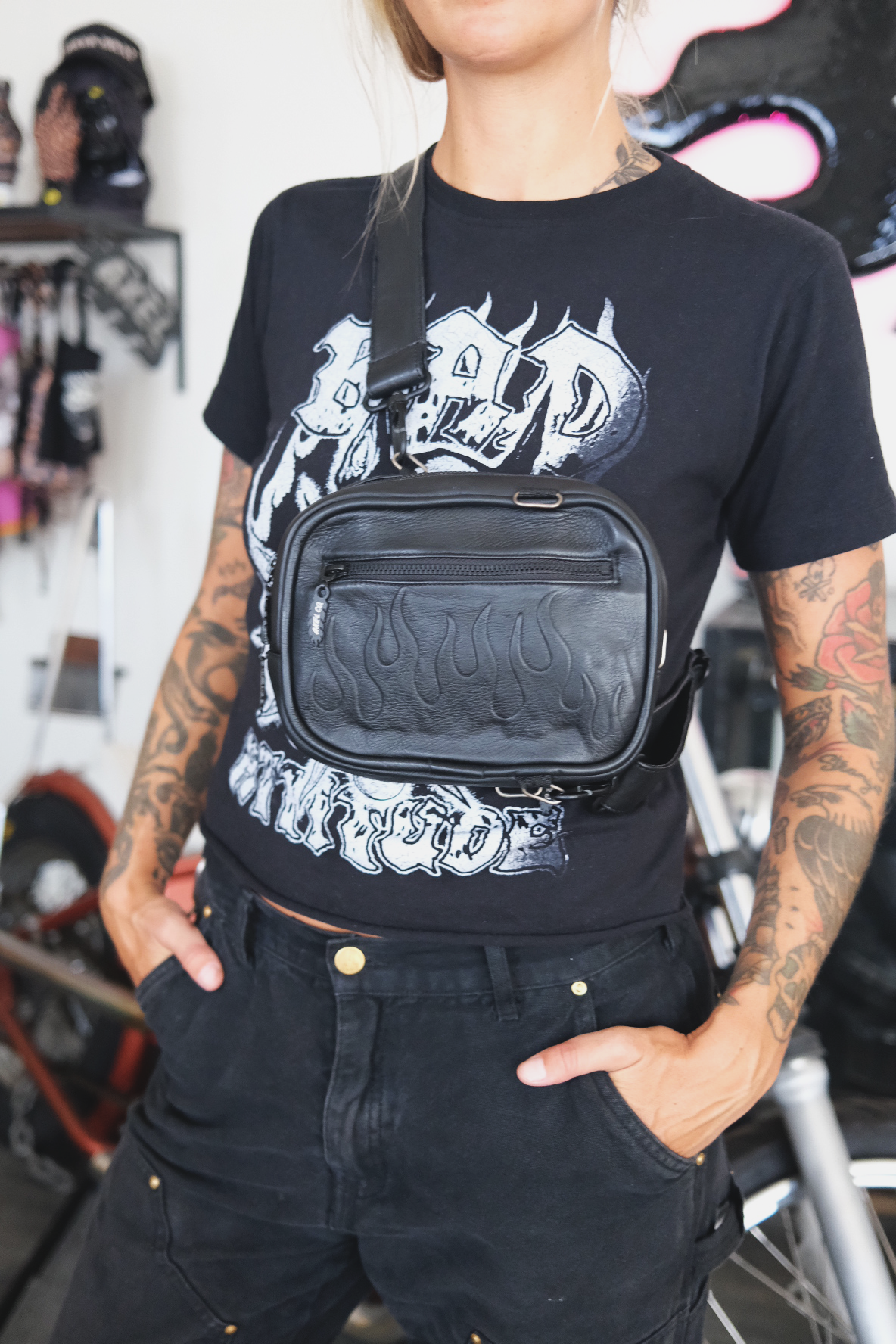 Axel Co Convertible Leather Crossbody Fanny Pack / Bar Bag