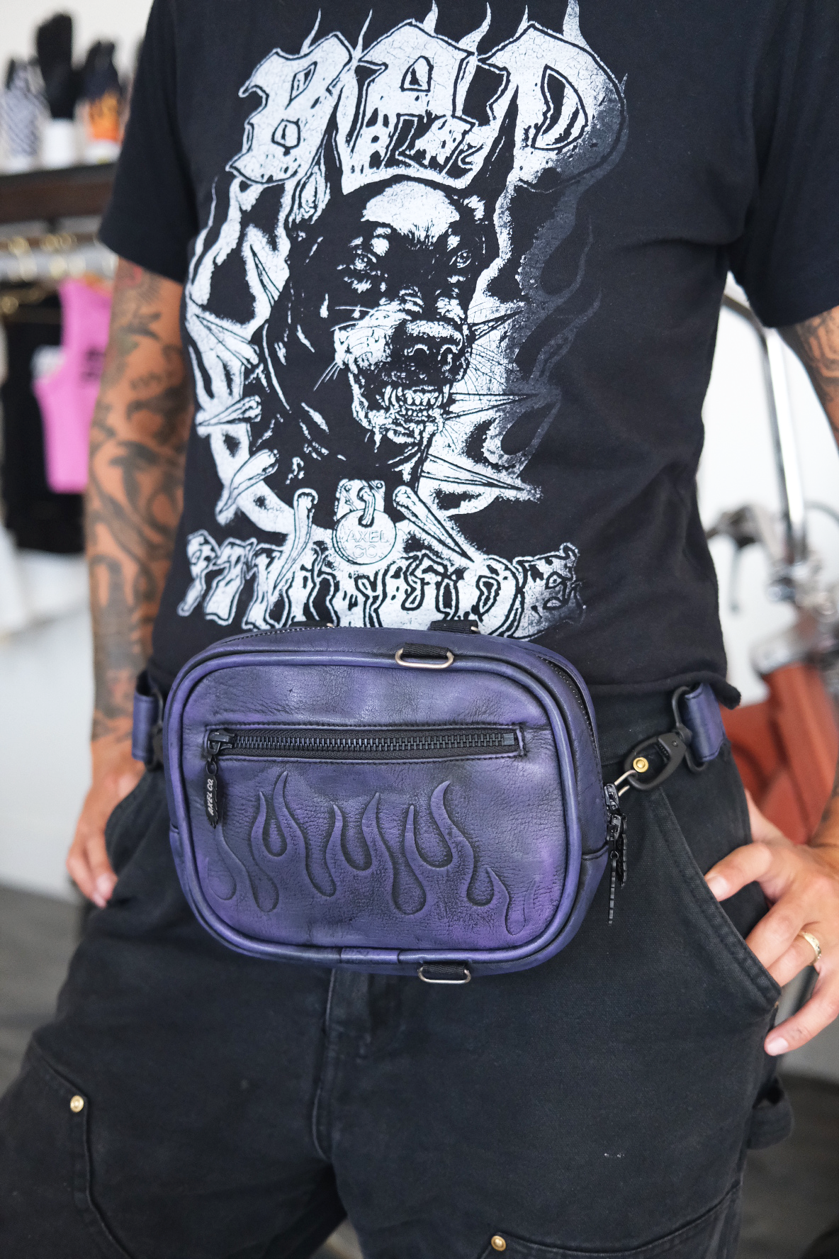 Axel Co Convertible Leather Crossbody Fanny Pack / Bar Bag