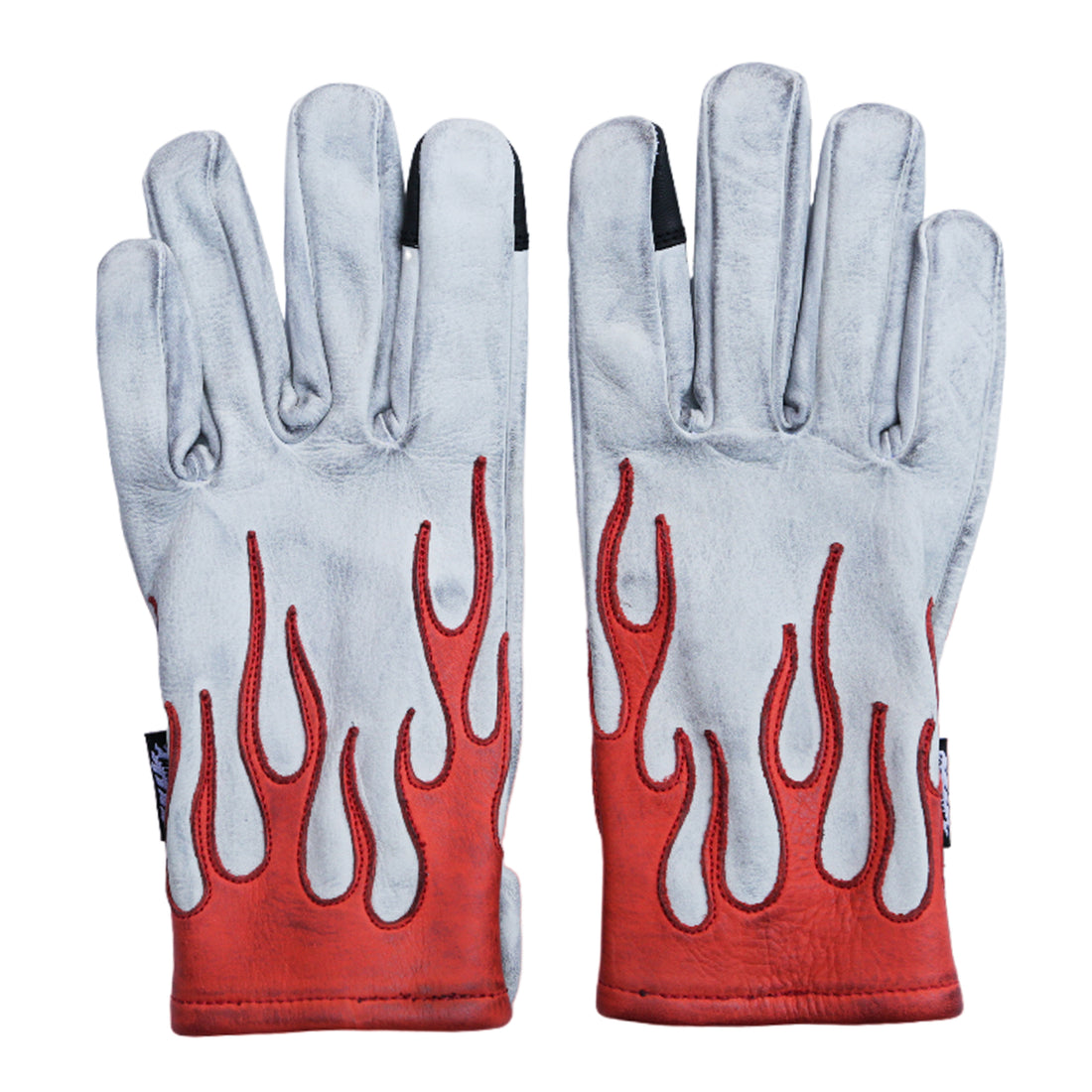 ORANGE FLAMED WHITE COWHIDE GLOVES AXEL CO