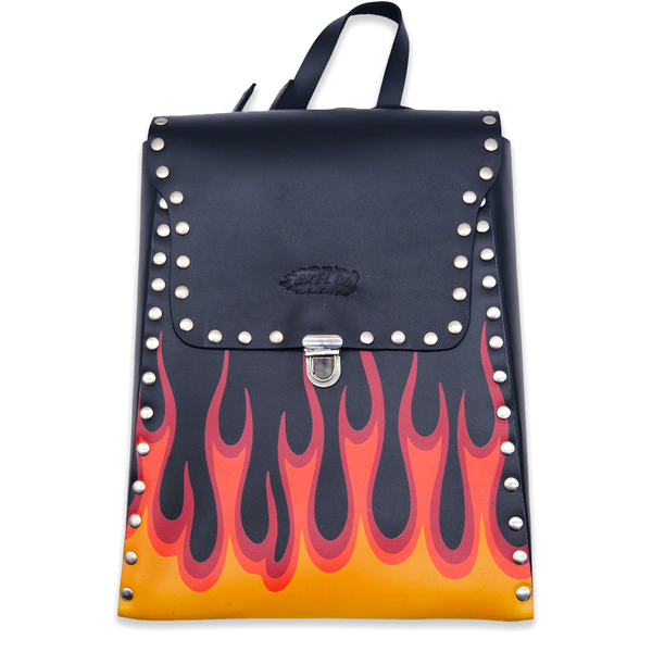AXEL CO LEATHER FLAME BACKPACK WITH RIVETS