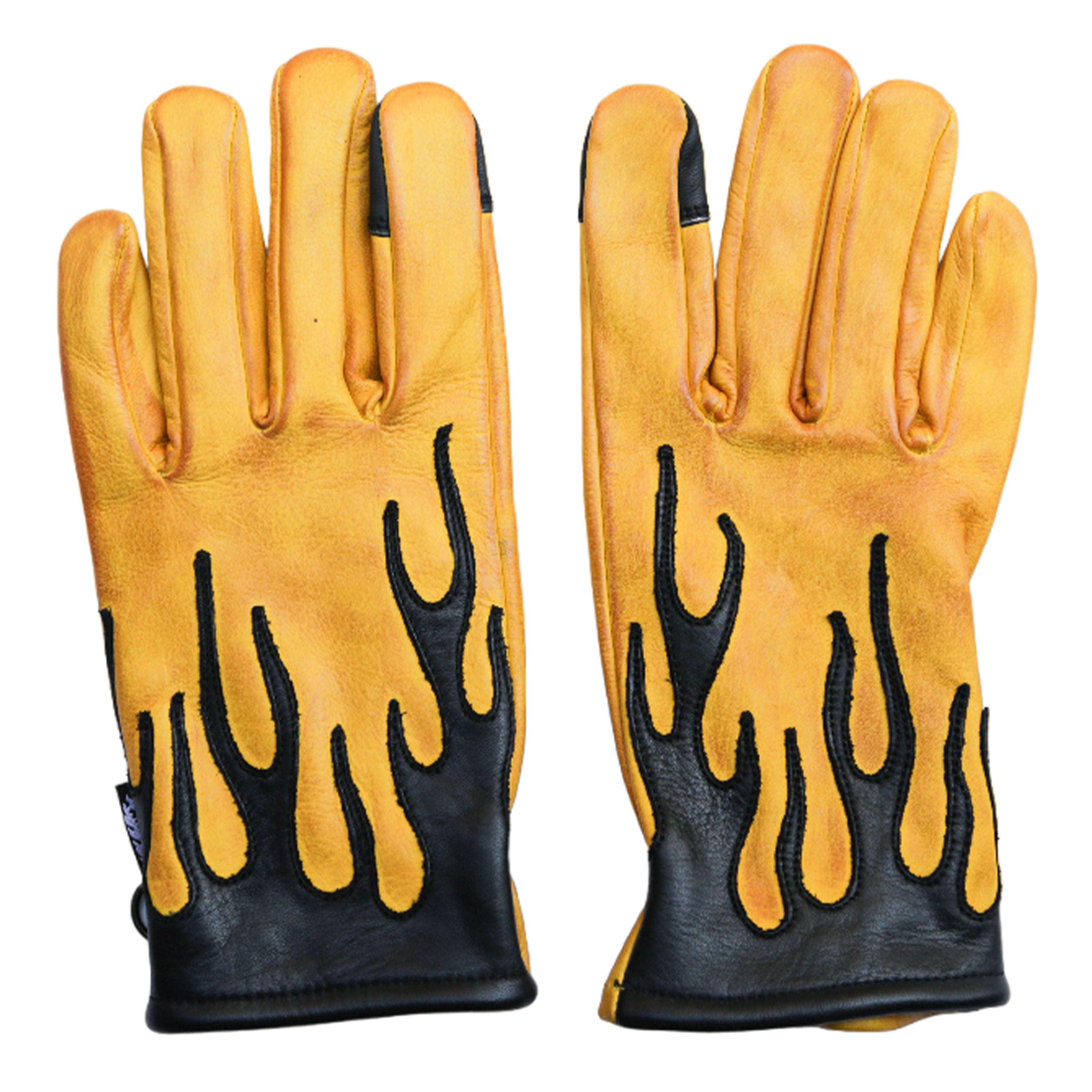 Axel Co Black Flamed Yellow Cowhide Motorcycle Gloves – AXEL CO
