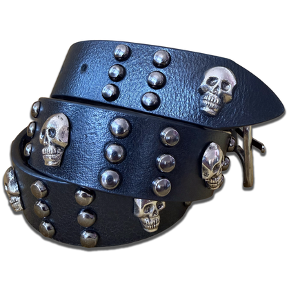 SKULL STUDDED LEATHER BELT