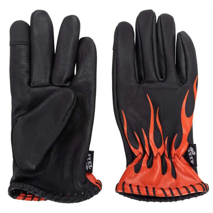 Axel Co Flamed Cowhide Motorcycle Gloves