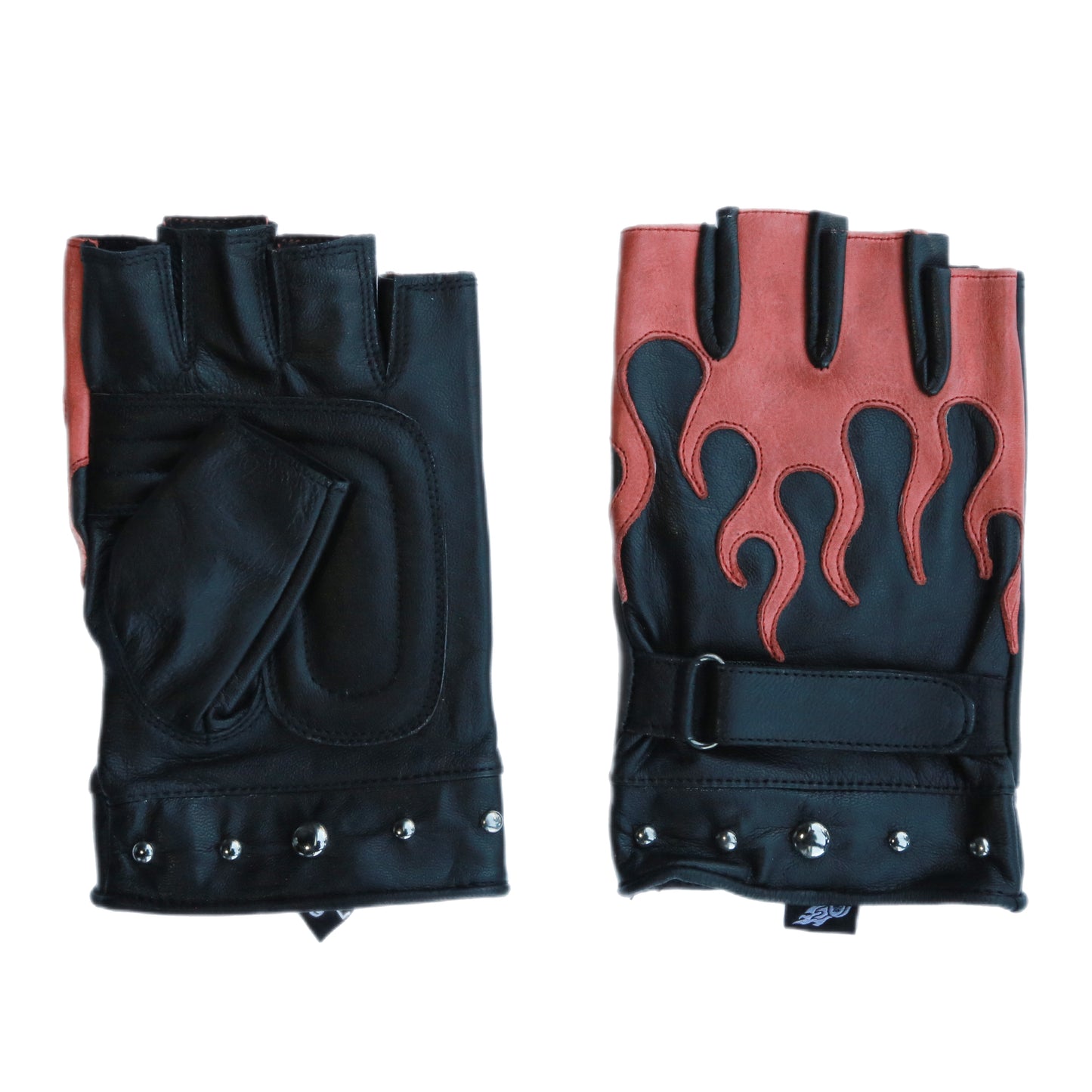 Axel Co Flame Motorcycle Fingerless Gloves