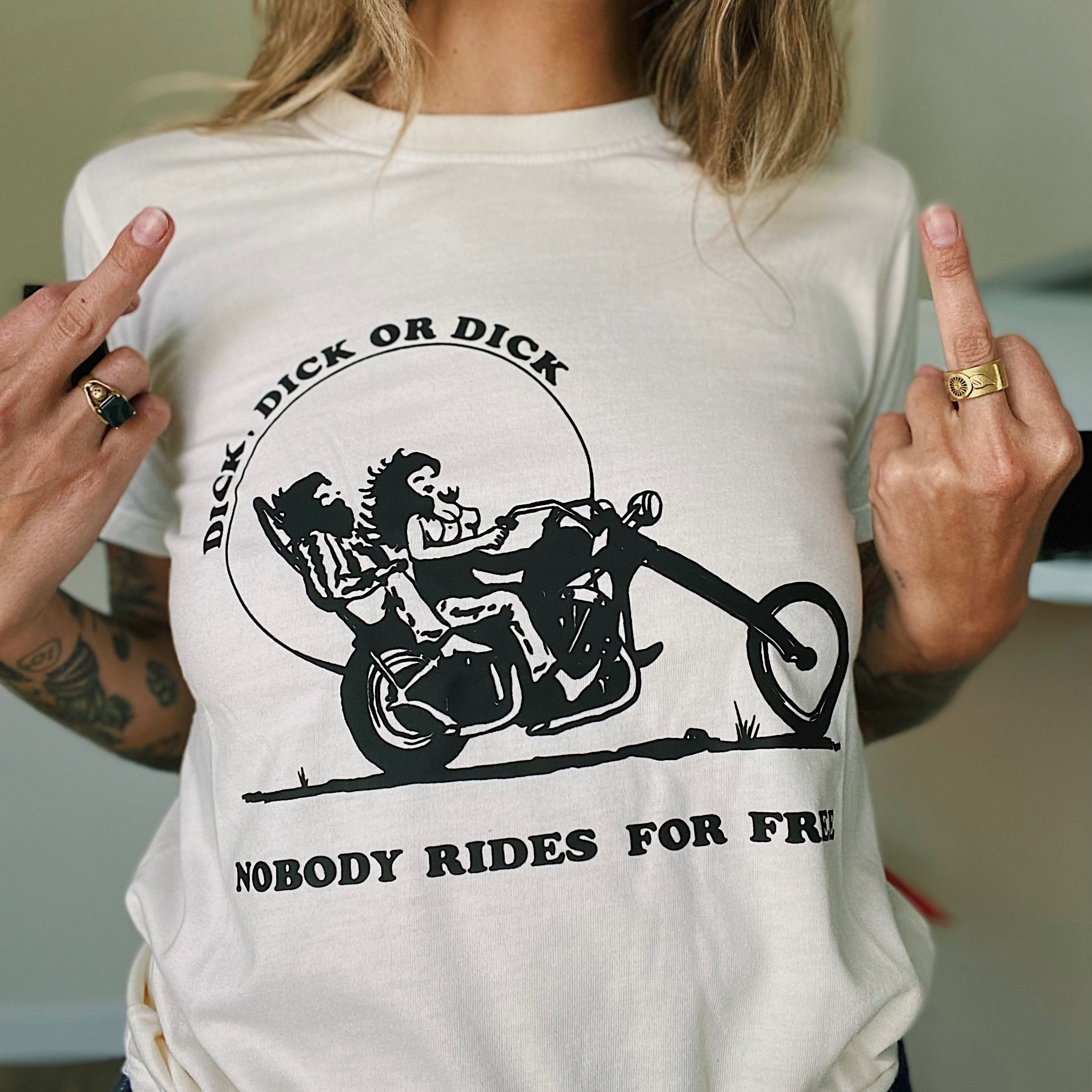 "NOBODY RIDES FOR FREE" TEE