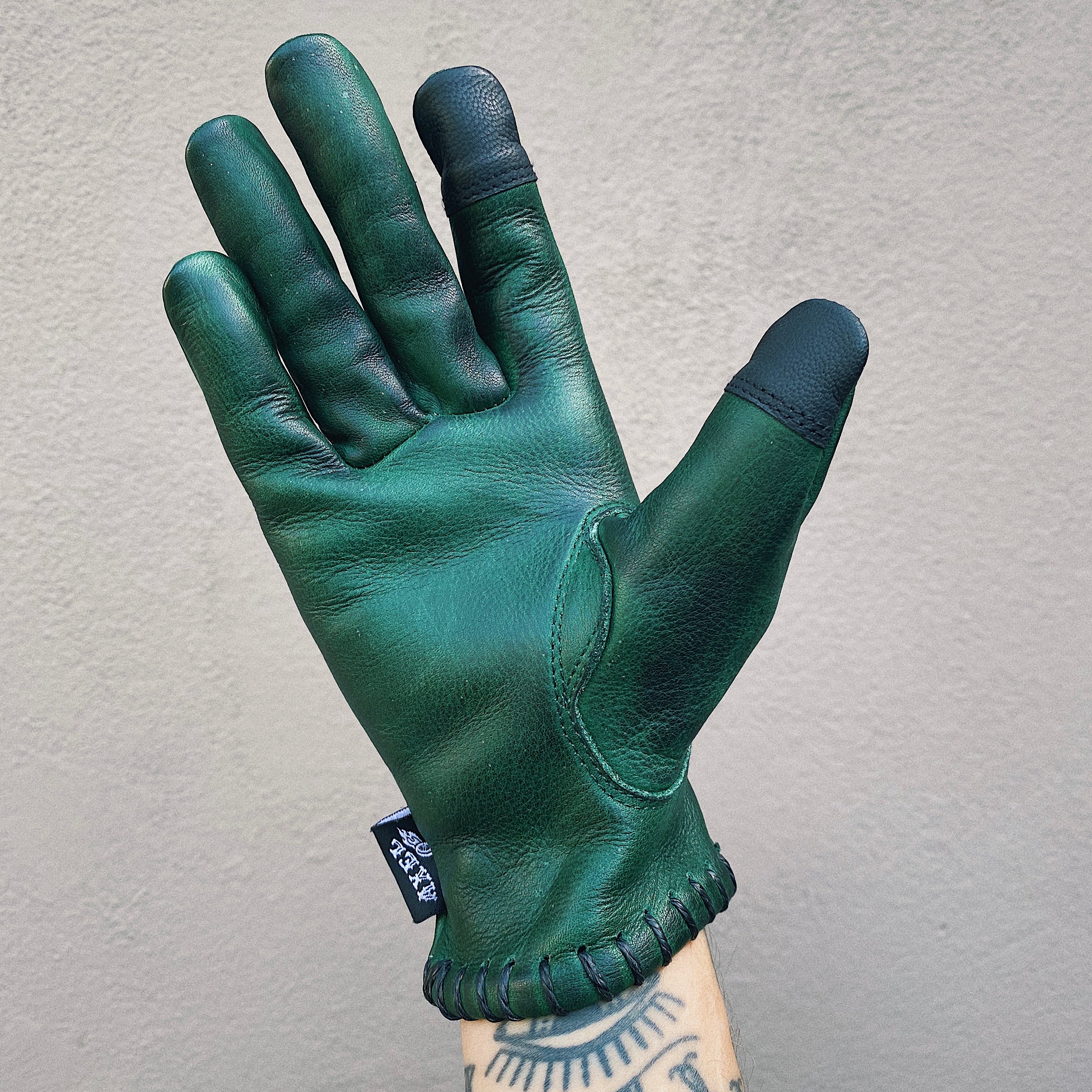 GREEN COWHIDE GLOVES