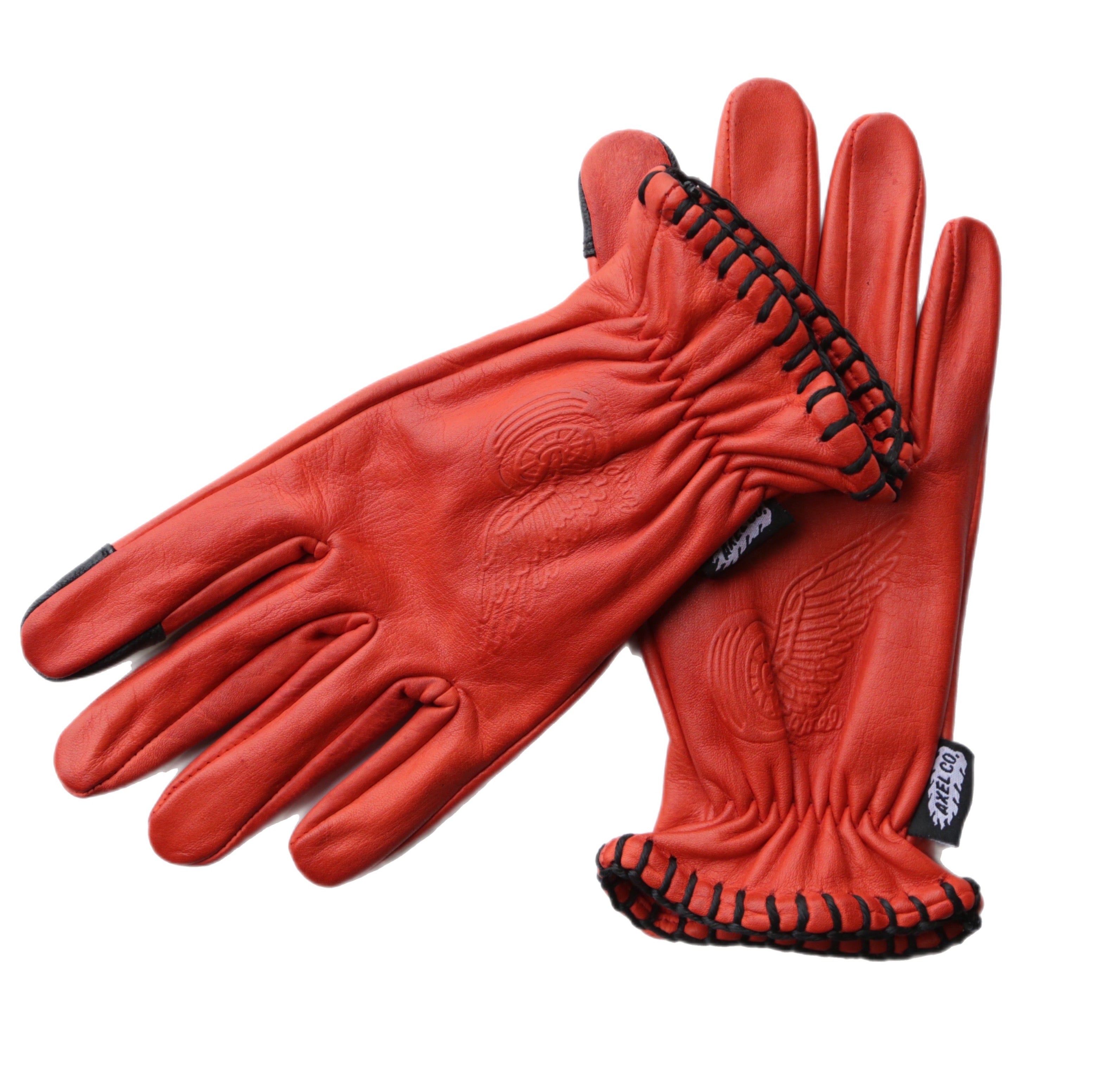 RED LEATHER MOTORCYCLE GLOVES