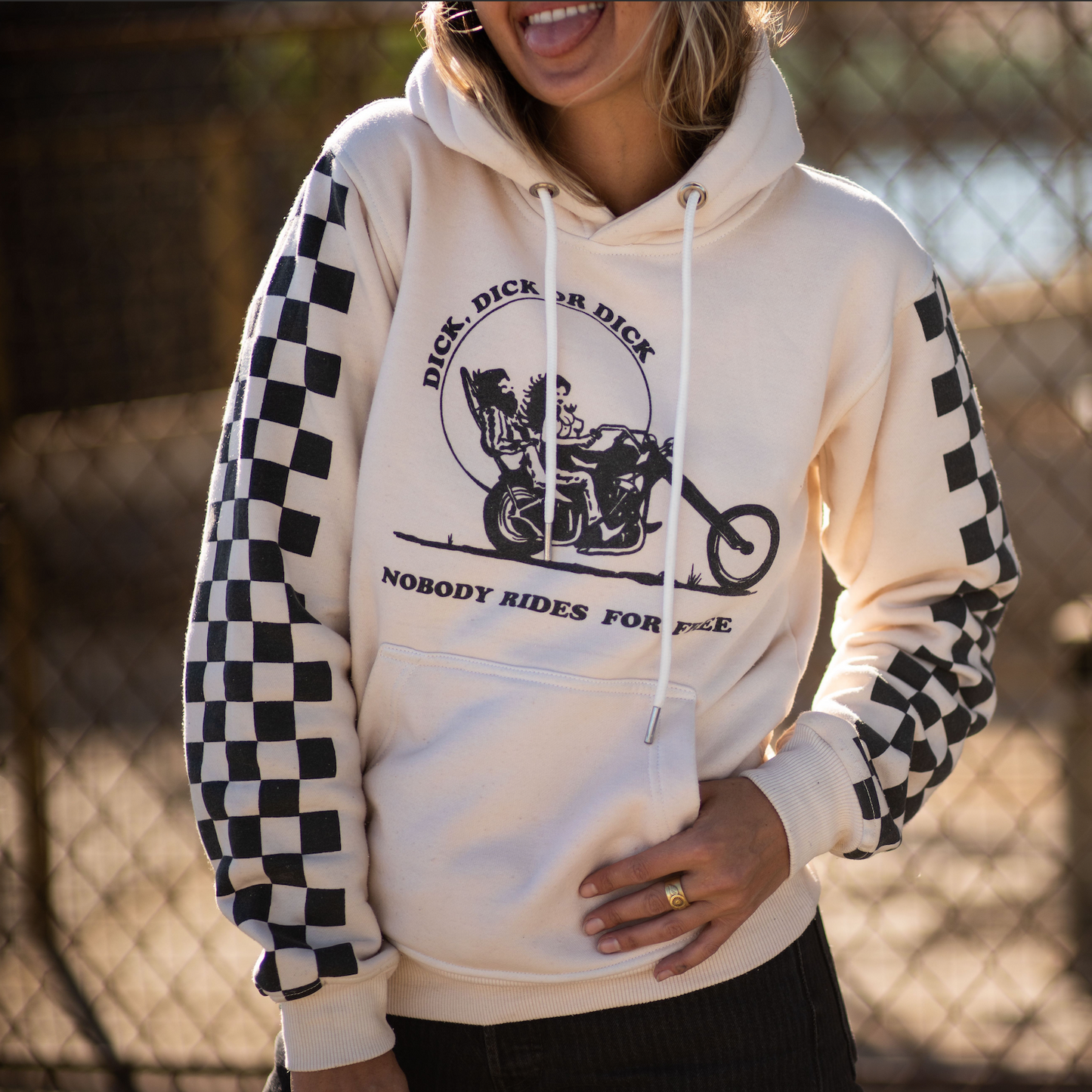 Axel Co  "Nobody Rides For Free" Motorcycle Checkered Hoodie