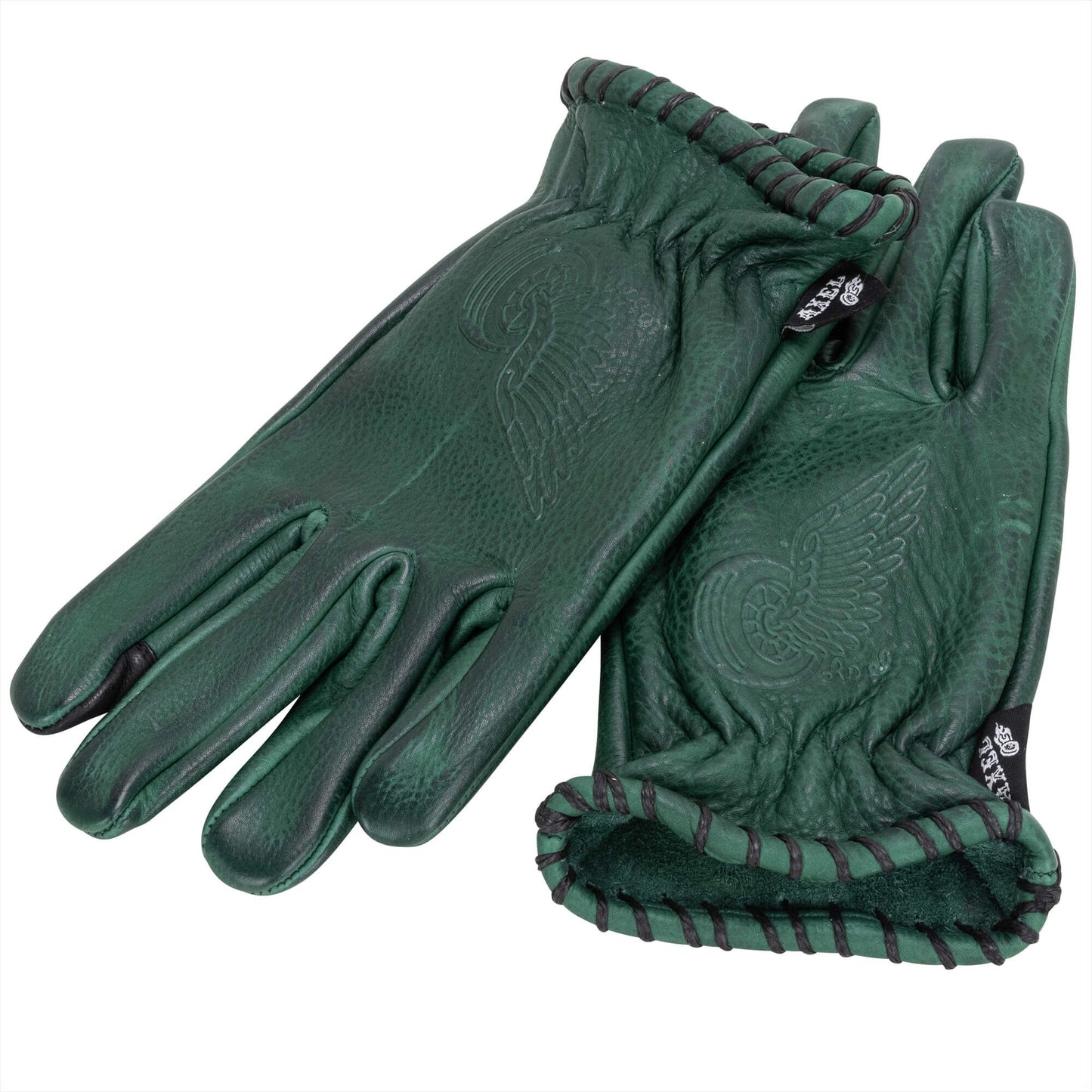 Axel Co  Waxed Green Cowhide Motorcycle Gloves